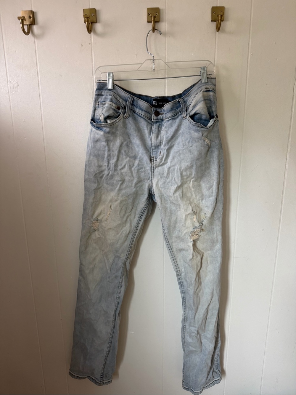 RSQ Light Blue Distressed Straight Leg Jeans